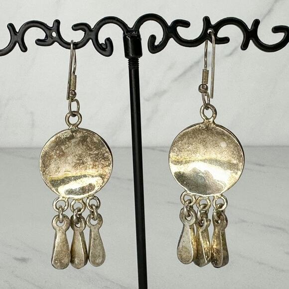 Silpada W1560 Coral Sterling Silver Earrings 925 Orange Red  Vintage 925 Sterling Silver Mayan Calendar Coral Tone Chandelier Earrings ✨